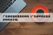 广东麻将退税是真的吗吗（广东麻将退税是真的吗吗多少钱）