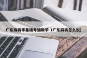 广东麻将零基础粤语教学（广东麻将怎么说）
