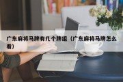 广东麻将马牌有几个牌组（广东麻将马牌怎么看）