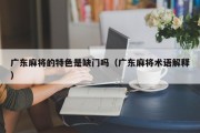 广东麻将的特色是缺门吗（广东麻将术语解释）