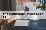 学广东麻将文案怎么写啊（广东麻将搞笑常用术语）