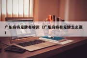广东麻将鬼牌有啥用（广东麻将有鬼牌怎么赢）