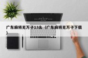 广东麻将无万子13幺（广东麻将无万子下载）